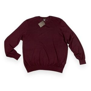Thomas Dean Sweater Mens XXL Burgundy Red Long Sleeve Crew Neck Wool Blend NWT